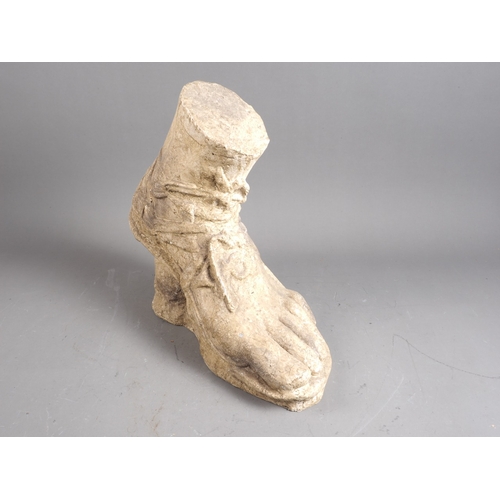 240 - A patinated composition replica of an Imperial Roman sandaled left foot, 13