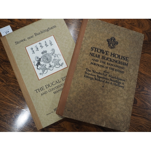 274 - Stowe House... Auction catalogues, 2 vols illust, 1921 & 1922