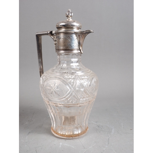 317 - A Walker & Hall silver mounted cut glass claret jug, 10