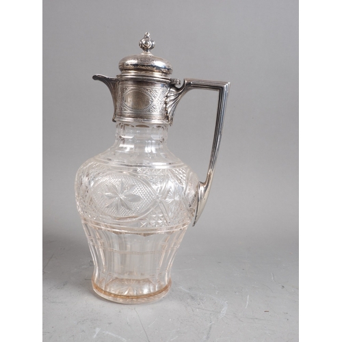 317 - A Walker & Hall silver mounted cut glass claret jug, 10