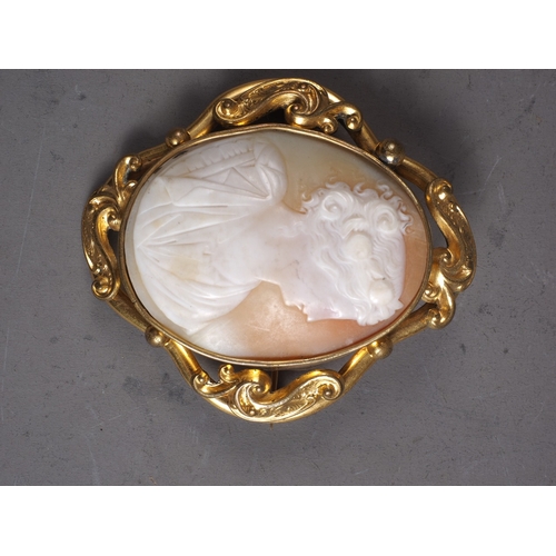 341 - A carved shell cameo brooch, in yellow metal frame