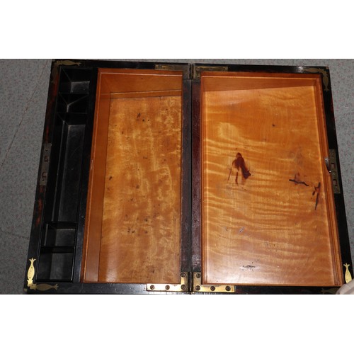 191 - A 19th century rosewood and brass inlaid writing box for restoration, 16