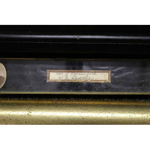 139 - A 19th century rosewood cased musical box playing twelve airs, Movement No 20155, with Gladstone and... 