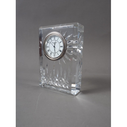 108 - A Waterford cut glass cased mantel clock, 4 1/2