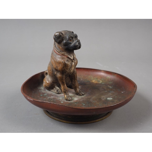 126 - A cold painted bronze pug ashtray, 4