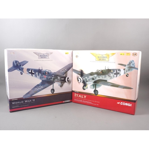 157 - Two Aviation Archive 1:32 scale, limited edition models, Messerschmitt Bf 109G-6 and Messerschmitt B... 