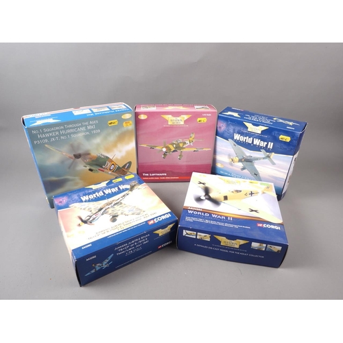 161 - Five Aviation Archive 1:72 scale models, a Junkers Ju-87R-2, a limited edition Junkers Ju-87B-2 Imme... 