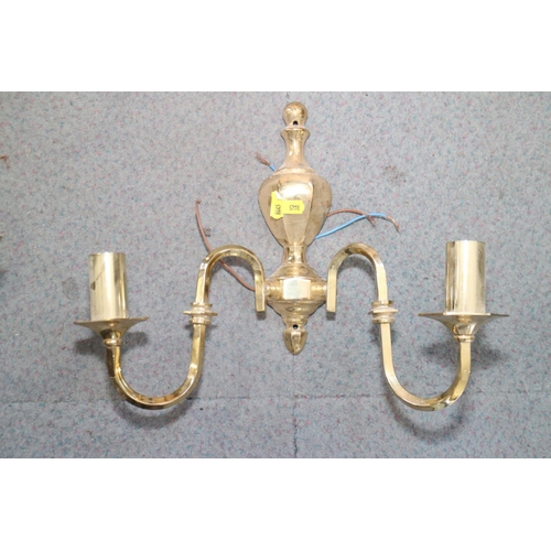 240 - A set of three modern brass two-light wall bracket, 12