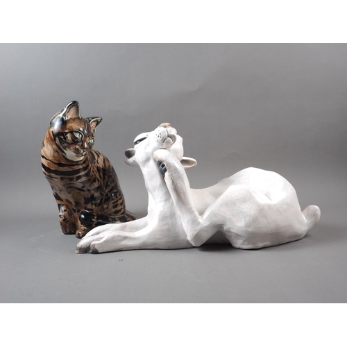 5 - A Raku pottery white hare, 19