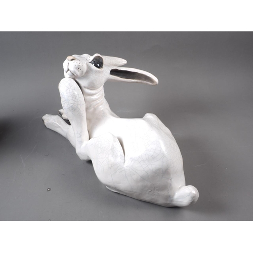 5 - A Raku pottery white hare, 19