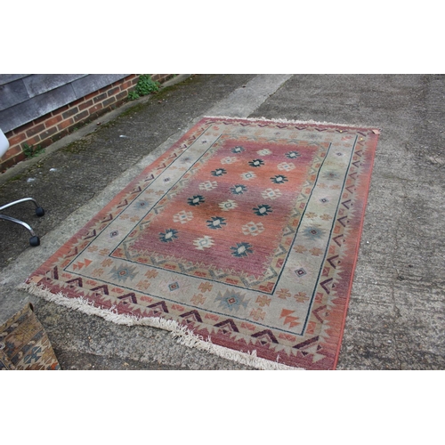 616 - A modern Gabbeh rug of Kazak design, on a light ground, 92