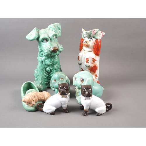 63 - A Sylvac green glazed terrier, 11