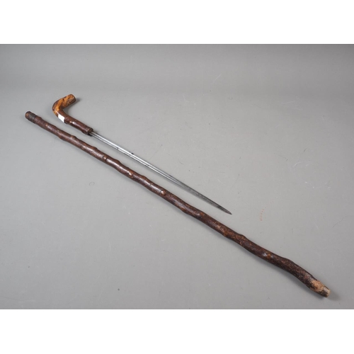 167 - A hawthorn sword stick, blade 14 1/2