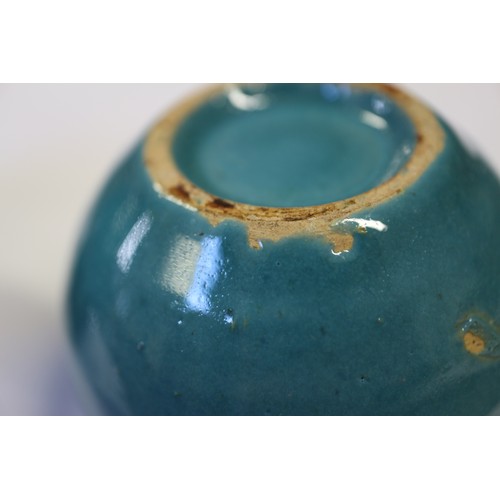 77 - A Chinese turquoise glazed miniature bulbous-shaped vase, 2