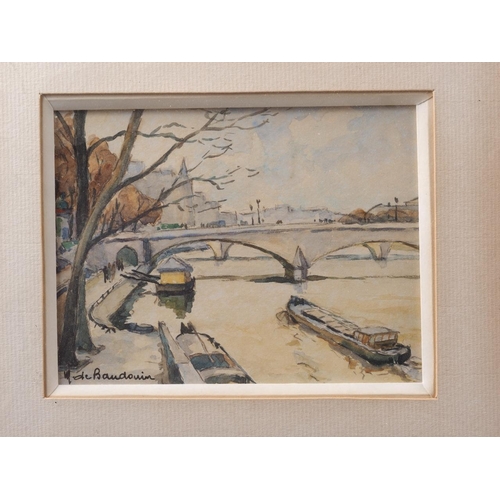 356 - Marcel de Baudouin: a pair of watercolours, views of the Seine in Paris, 4