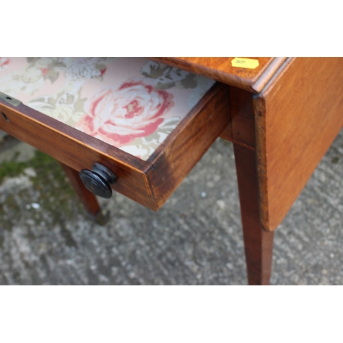 433 - A 19th century mahogany Pembroke table, fitted one drawer, on square tapered castored supports , 32