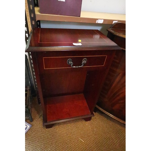 509 - A mahogany bowfront corner display cabinet, in two sections, enclosed lattice glazed door over cupbo... 