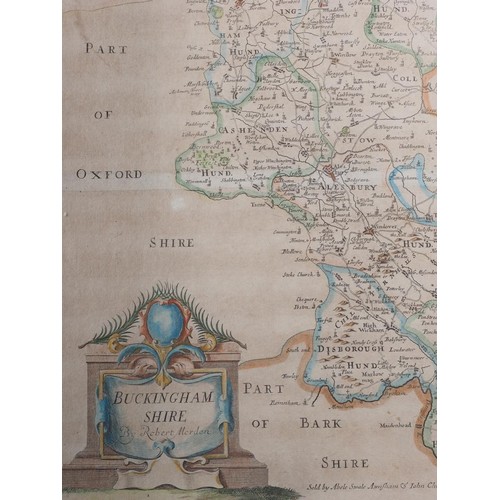 347 - William Kip, after Christopher Saxton: a late 17th century hand-coloured map of Northampton, Robert ... 