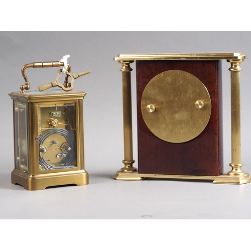 106 - A French carriage clock with brass case, 5