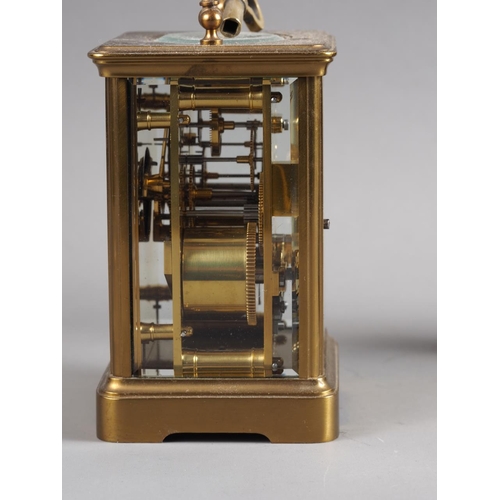 106 - A French carriage clock with brass case, 5