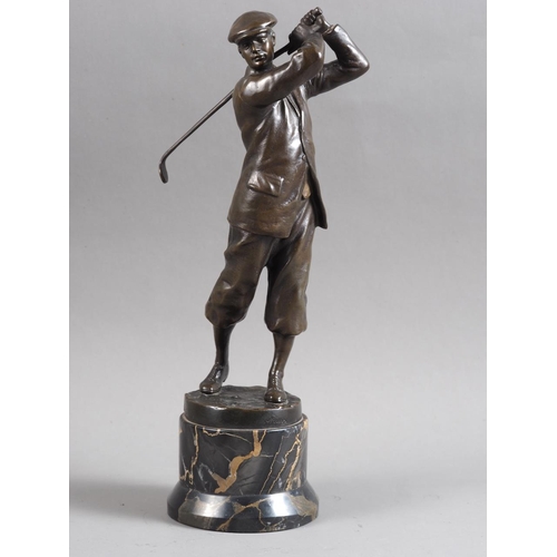 116 - Argentor-Wien: a bronze figure of Harry Vardon, on marble base, 12 1/4