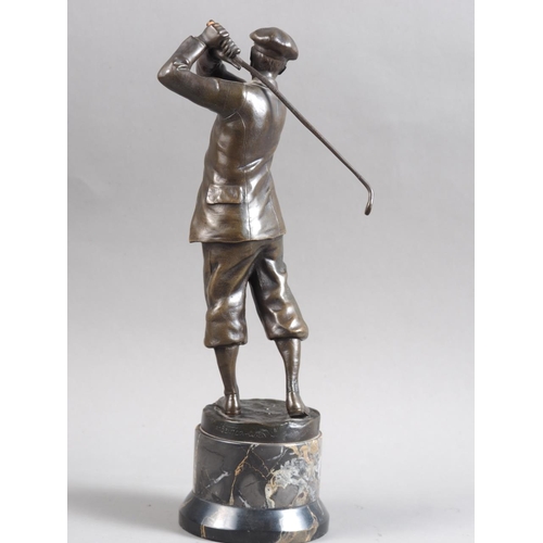 116 - Argentor-Wien: a bronze figure of Harry Vardon, on marble base, 12 1/4