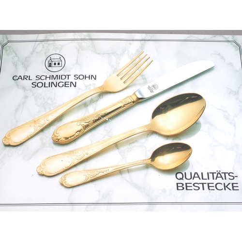 219 - Two cases of Carl Schmidt Sohn Solingen 24ct plated cutlery sets