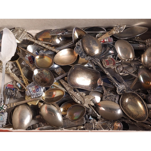 237 - A collection of silver and silver plated souvenir spoons, various