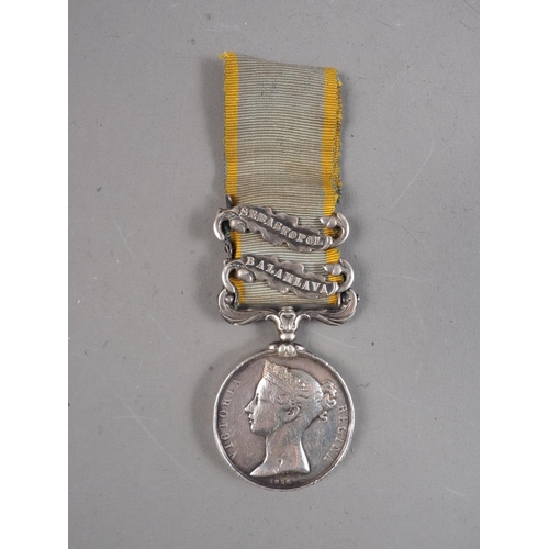 289 - A Crimea War medal, awarded to James Luke Royal Marine from HMS Rodney, with Sevastopol and Balaclav... 