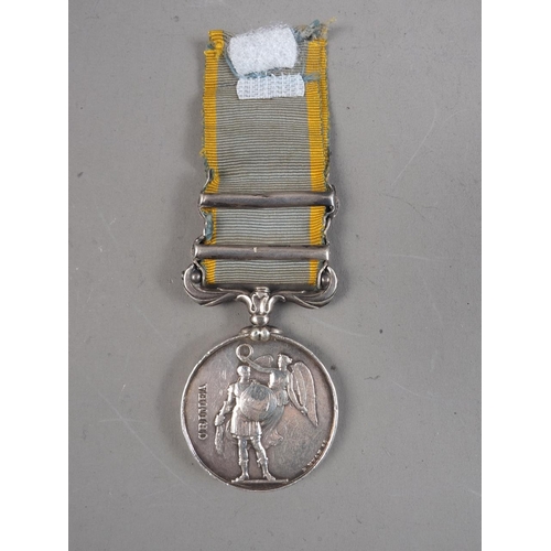 289 - A Crimea War medal, awarded to James Luke Royal Marine from HMS Rodney, with Sevastopol and Balaclav... 