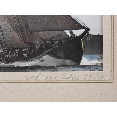 335 - H Thompson: a signed colour print, racing yachts, in strip frame, and W K MacAskill FPSA, a colour p... 