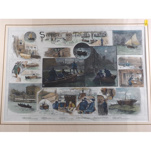 353 - Bacon's Bird's Eye view of the River Thames from Oxford to London, in gilt frame, a colour print aft... 