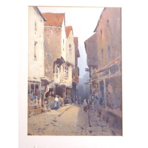 370 - A Tucker: a 19th century watercolour, Normandy street scene, 10 1/2