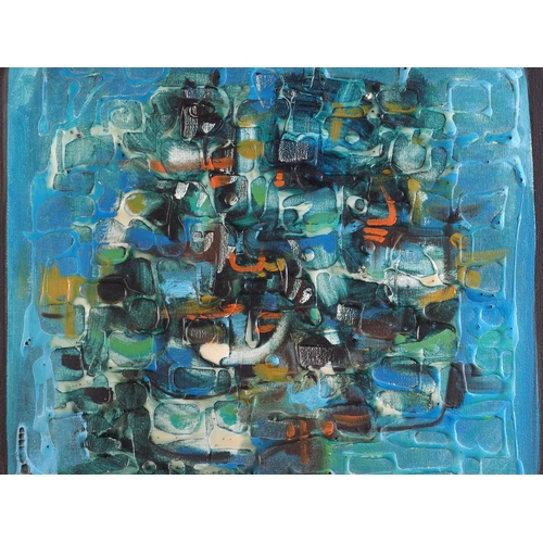 392 - Paco Gorospe: Filipino school, oil on canvas, abstract, 23 1/2