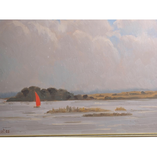 398 - Andrea Bates: two oil on boards, coastal scenes, 7