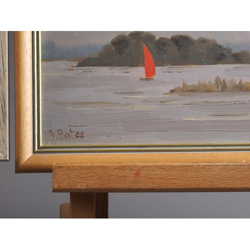 398 - Andrea Bates: two oil on boards, coastal scenes, 7