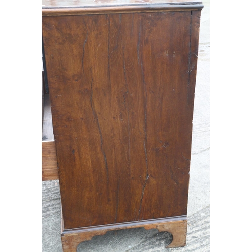 435 - A George III burr yew secretaire chest with fitted writing compartment, secret compartments, drawers... 