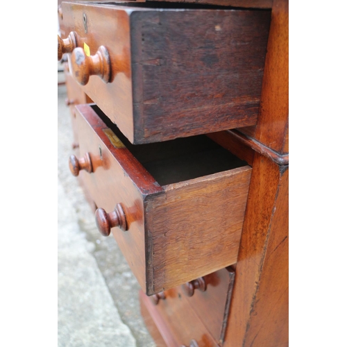 437 - A 19th century walnut double pedestal desk with tooled leather lined top over nine drawers, on block... 