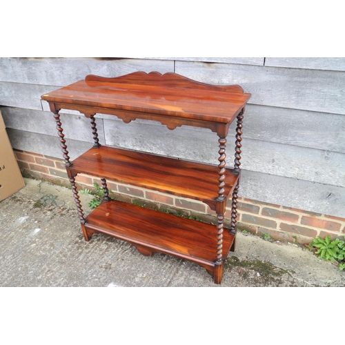 449 - A 19th century rosewood three-tier whatnot, 36