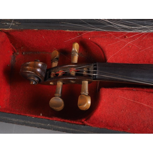 174 - A violin and bow, in case, violin 24