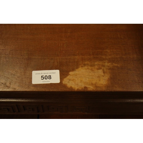 508 - A nest of three Chinese hardwood occasional tables, largest 36