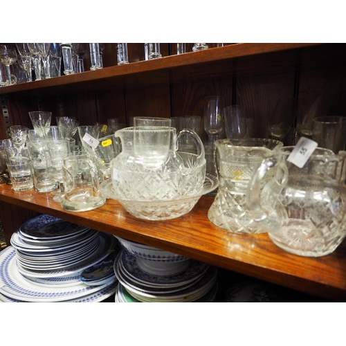 55 - A 1960s smoked glass part table service and other table glass