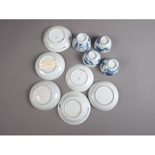 78 - Four Ca Mau cargo tea bowls and six saucers, various patterns (damages)