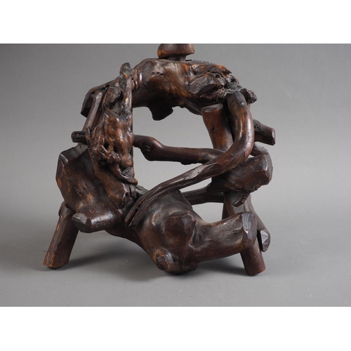 97 - A Chinese sectional rootwood carving of a sage, 23