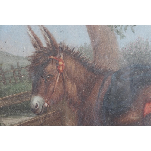 406 - Caroline Trevelyan? (of Wallington Hall): a 19th century oil on board study of a donkey, two goats a... 