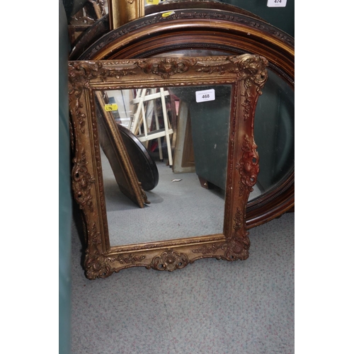 468 - A deep gilt framed rectangular wall mirror, 14