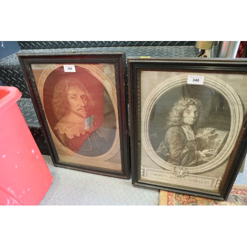 340 - A set of three early 18th century engravings, portraits of notable gentlemen, in Hogarth frames