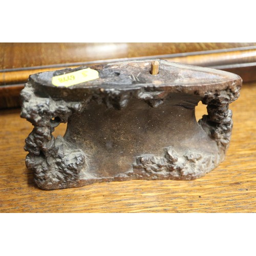 94 - A Chinese carved soapstone table, landscape, 7 1/2