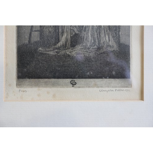 343 - Claughton Pellew: a signed etching, descent from the cross, 5 3/4