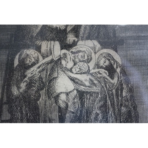 343 - Claughton Pellew: a signed etching, descent from the cross, 5 3/4